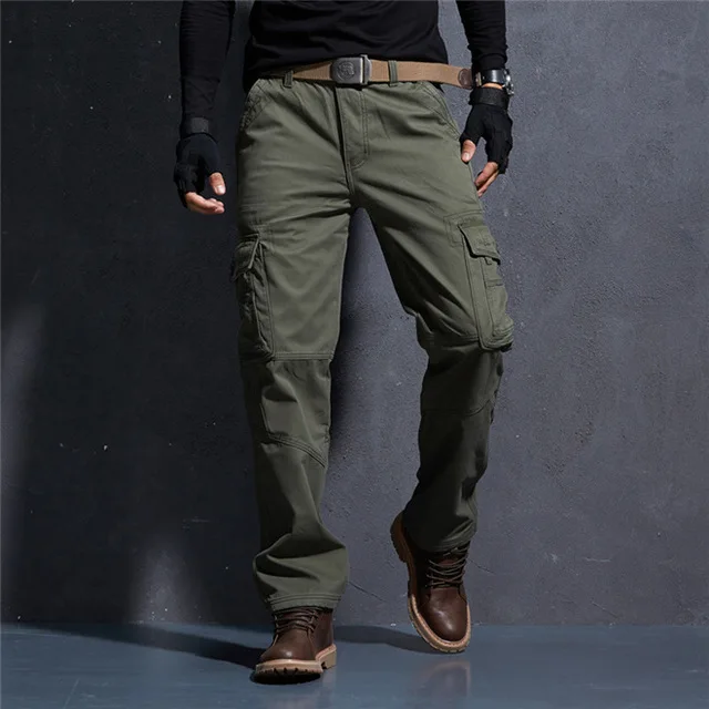 Мужские теплые штаны для зимы, мужские тактические мешковатые флисовые брюки с несколькими карманами, Осенние военные бархатные брюки карго 110105 - Цвет: 11