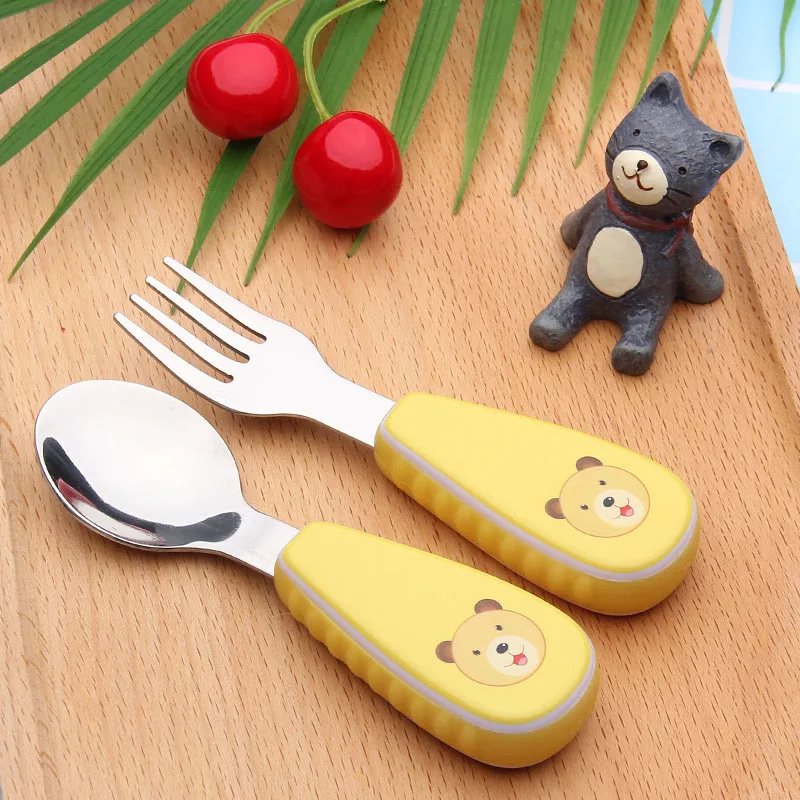 Детская Ложка 2 шт/комплект переносная детская ложка из нержавеющей стали