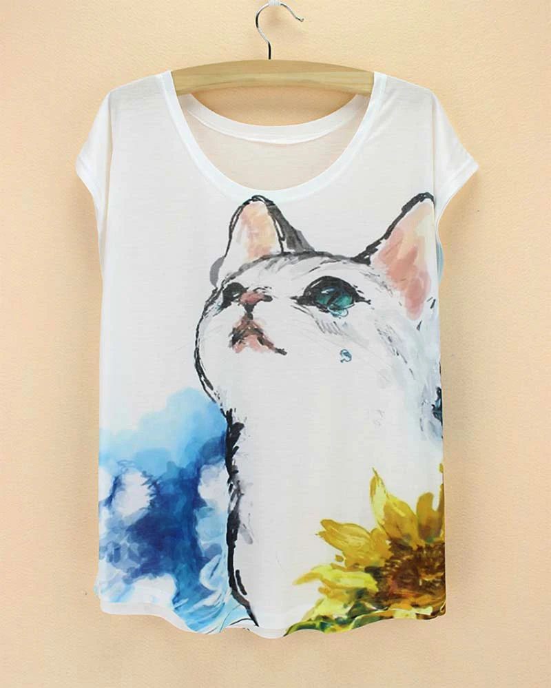 Женский хлопковый свитшот с принтом кошка|printed top|fashion toptop fashion |