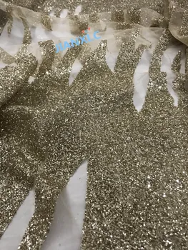 

super Quality yaking-11874 mesh tulle Lace Fabric with glued glitter for sexy dress