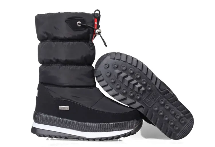 Женские ботинки; коллекция года; зимние ботинки; Женская водонепроницаемая Нескользящая теплая зимняя обувь на толстом меху для температуры-40 градусов - Цвет: Черный