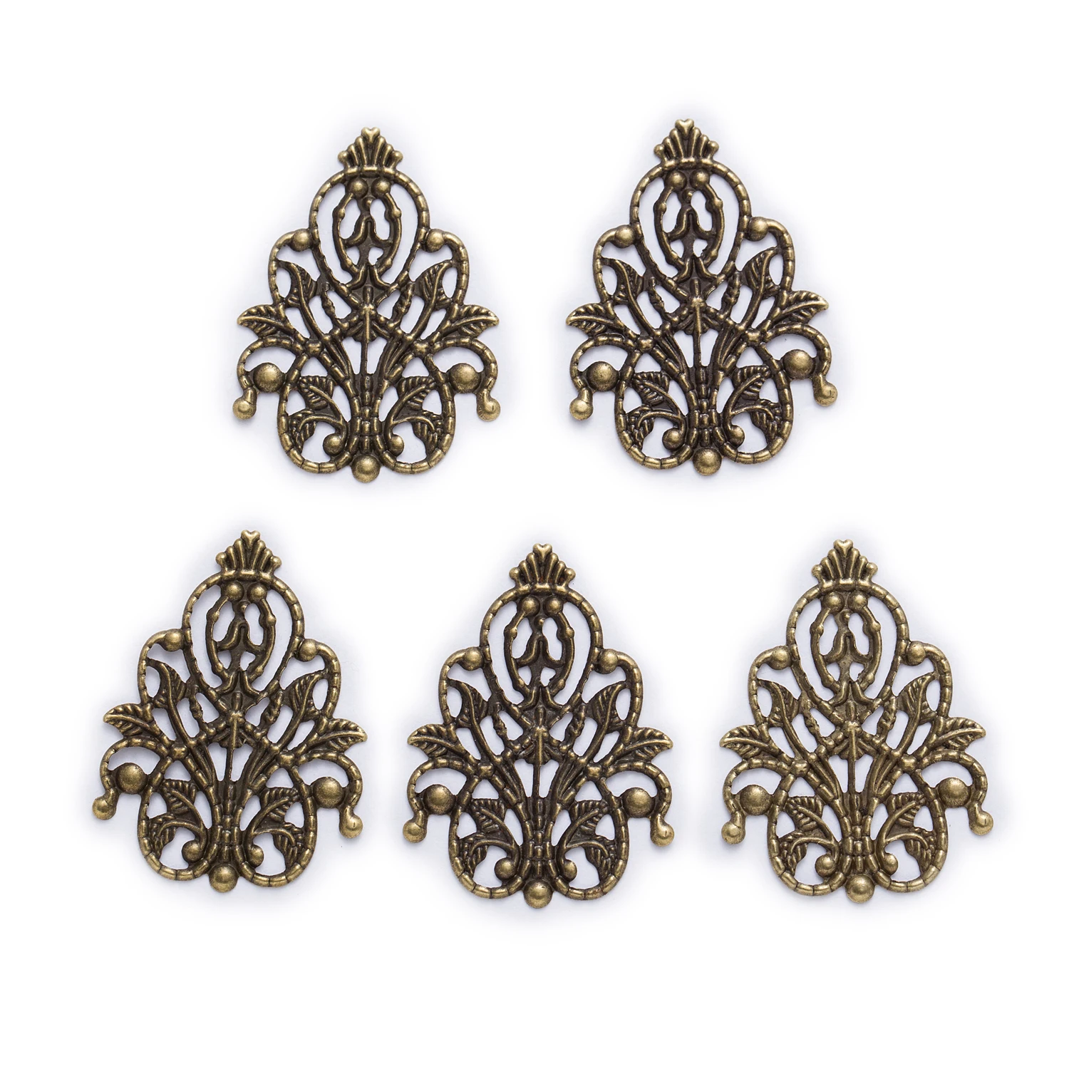 Buy 10 Piece Bronze Tone Hollow Filigree Flower Shaped Jewelry Making DIY
