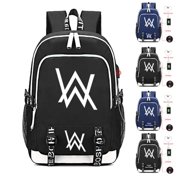 

2019 New Women Men Teens Alan Walker USB Charging Shoulders Bag Hiking Outdoor Backpack