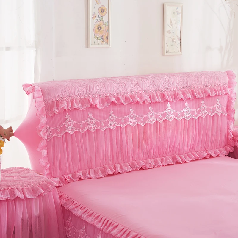 

Romantic Princess Bed Headboard Cover Wedding Decorative Embroidery Cushion Cover Elegant Bow Cake Layer Bed Head Board Towel
