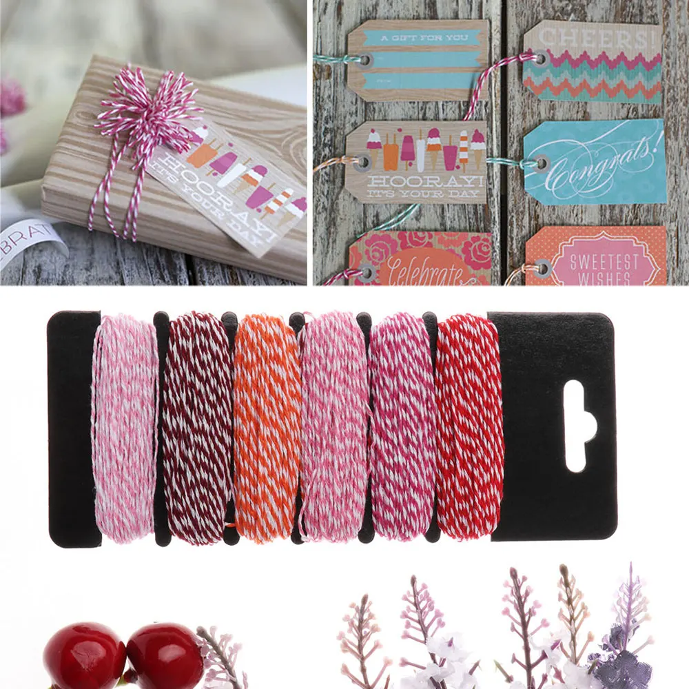 

Multifunction 4Ply Thin Double Color Baker Twine Cotton Rope For DIY Gift Packing Scrapbooking Wedding Birthday Party Decoration