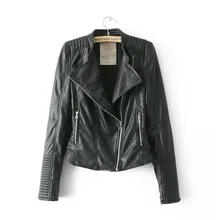 Women New fashion mandarin collars bomber Leather jackets women supernova shorts coat leather jaqueta couro casual dress pattern
