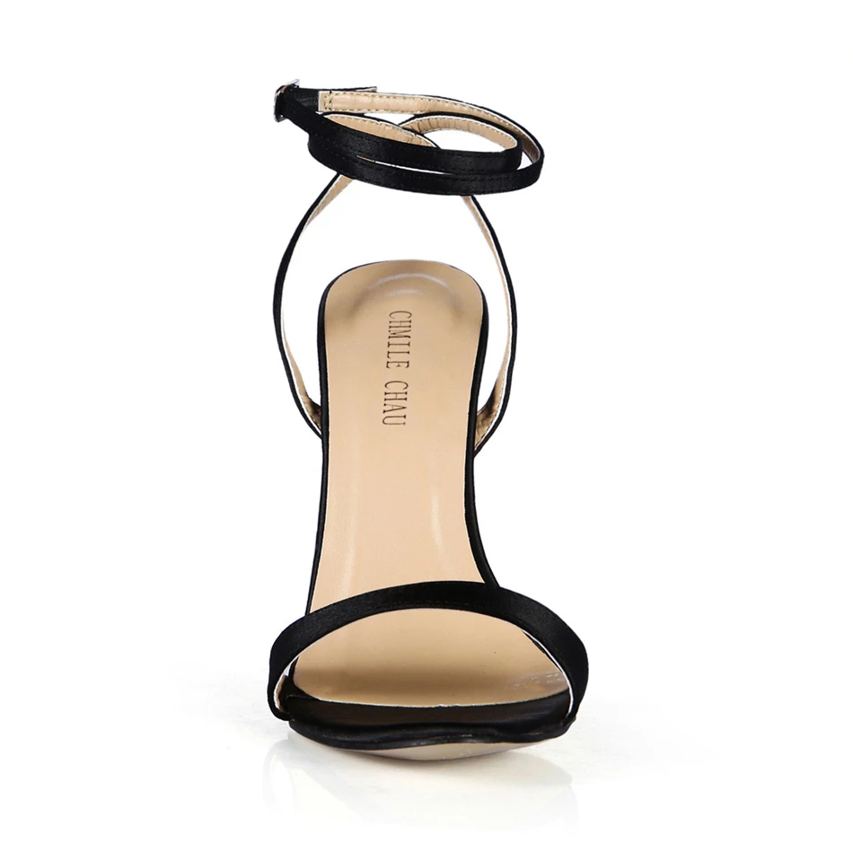 CHMILE CHAU/атласная пикантная обувь для вечеринок женские босоножки на высоком каблуке-шпильке с ремешком на лодыжке; большие размеры; 10,5; zapatos mujer; 3845-i3