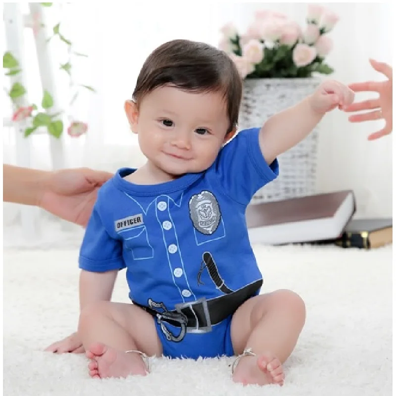Полиция Детские Боди Одежда для маленьких мальчиков ropa bebe костюмы пожарных