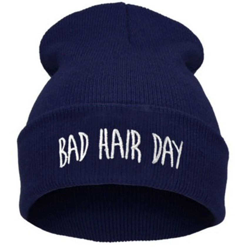 Плохой день волос шапочку хип-хоп шляпа Для женщин Для мужчин осень-зима Теплый вязать Кепки унисекс Мода Досуг Skullies шапочки Шапки CP0271 - Цвет: Black White
