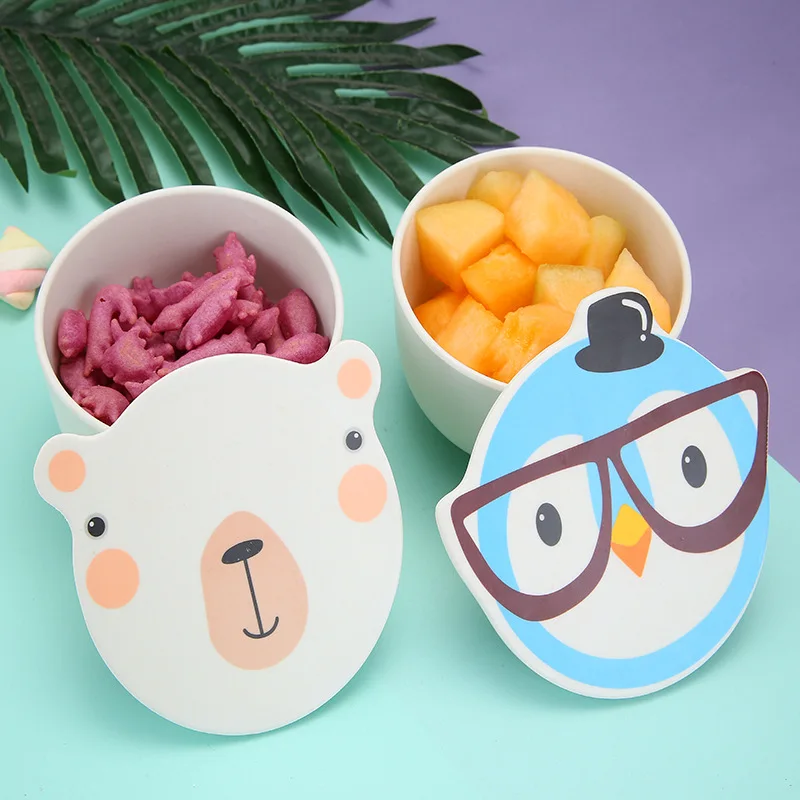 Children's bowl bamboo fiber tableware cartoon animal bowl kindergarten kids training bowl Children's bowl bamboo fiber tableware cartoon animal bowl kindergarten kids training bowl