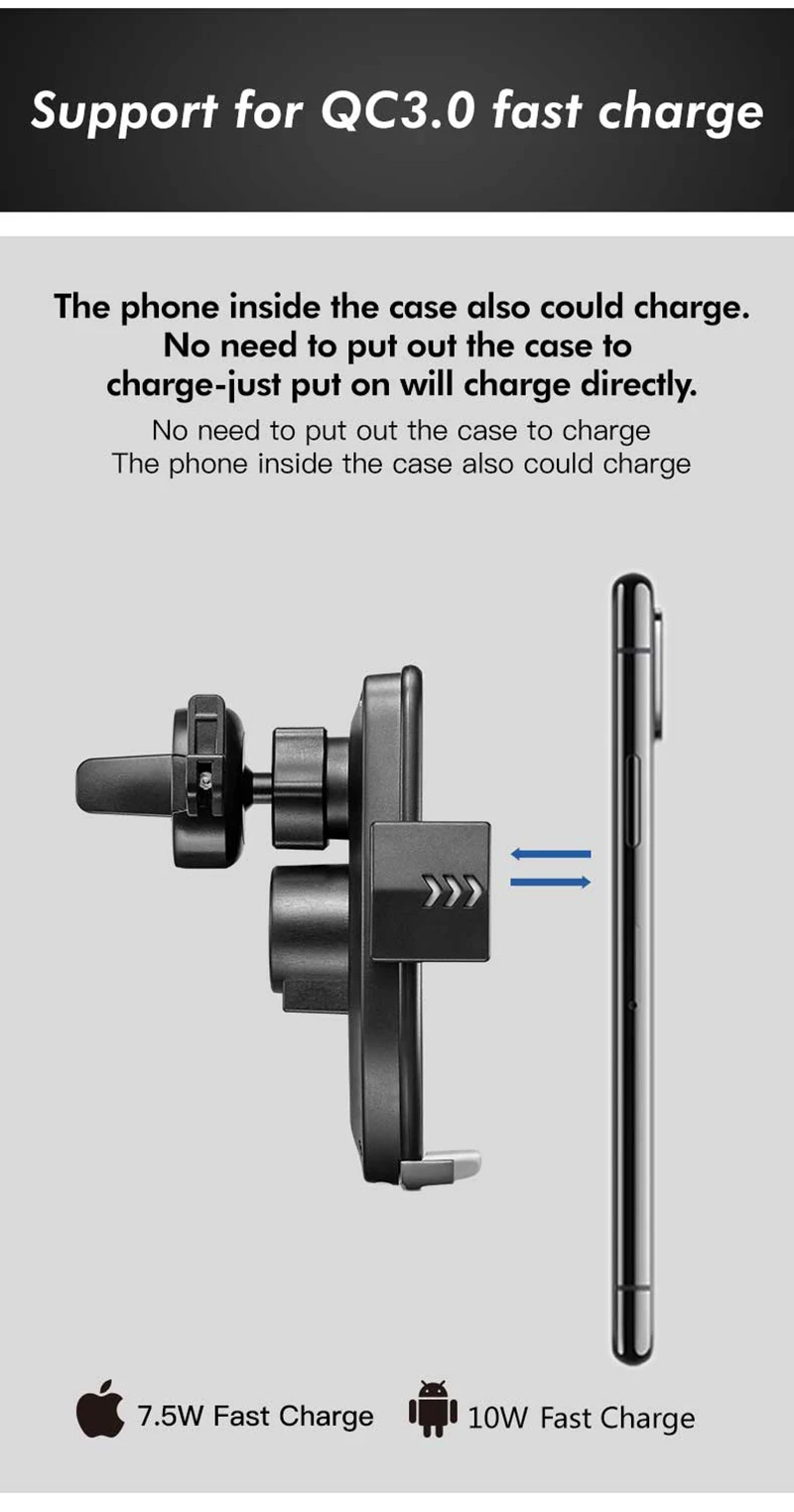 07Qi Charging Holder Fast Charging Car Wireless Mobile Phone Charger 