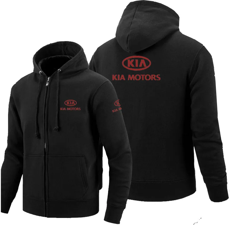 Толстовка с капюшоном на молнии логотип KIA толстовка флисовая мужская куртка