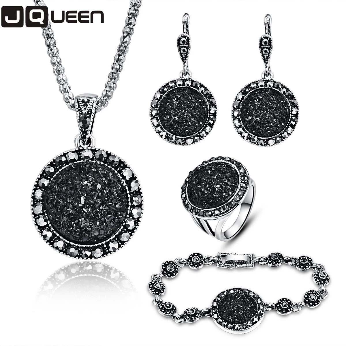 Женский ювелирный комплект из колье серёг кольца и браслета|set necklace|wedding jewelry setsset