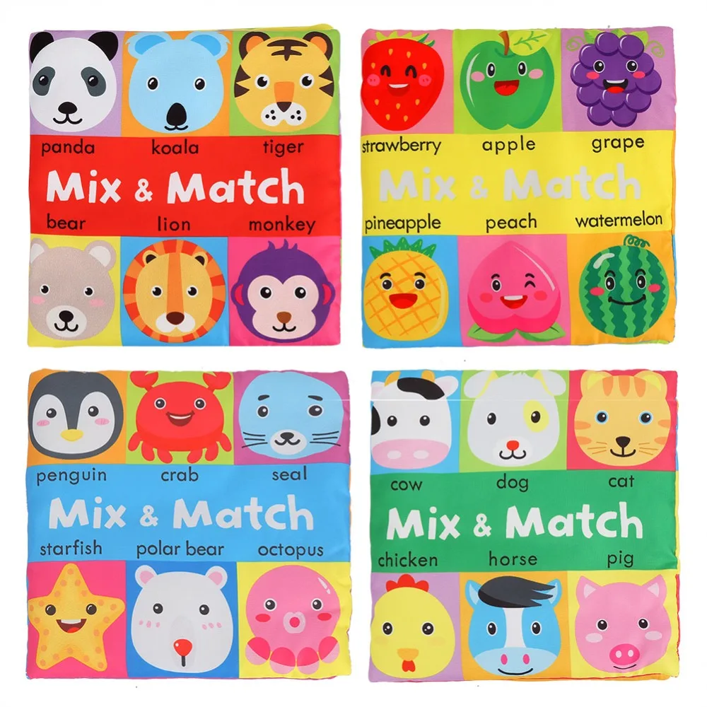 

Soft Baby Cloth Book Baby Toddle Tail Book 3D Touch Activity Crinkle Book Early Education Toys For Kids Bath Cloth Book