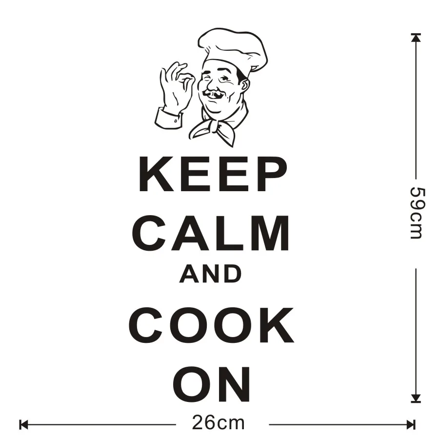 Keep Calm And Cook On Vinyl Wall Sticker For Kitchen Dining Hall Removable Waterproof Wallpaper Modern Wall Decals Home Decor (6)