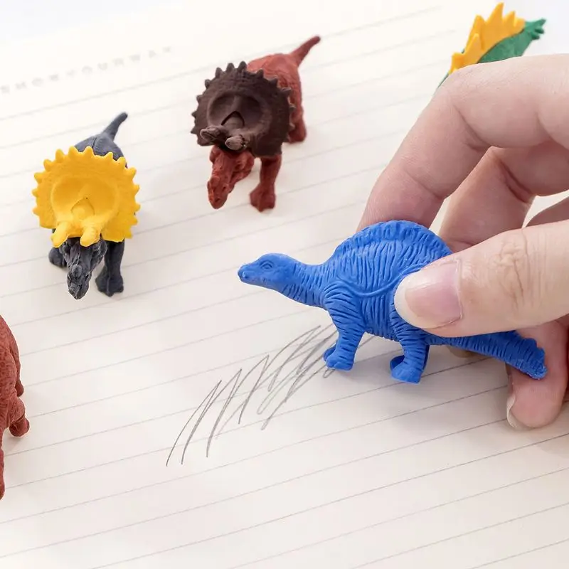 4 шт./упак. Kawaii резиновый ластик креативный мультфильм Динозавр в форме канцелярских принадлежностей для детей, подарок для детей