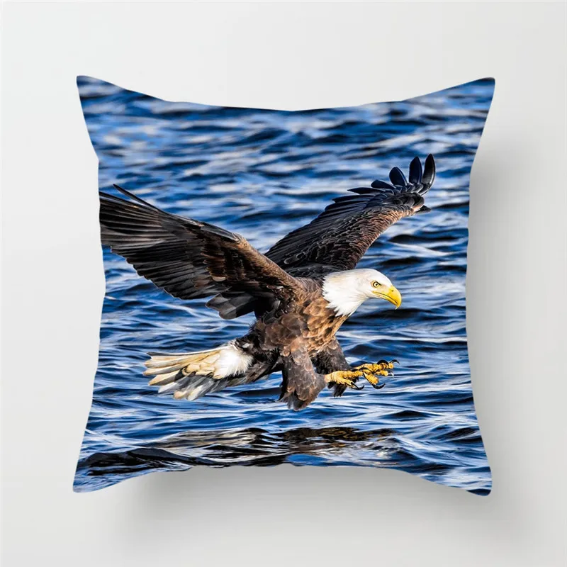 

Fuwatacchi Bald Eagle Cushion Cover Ocean Birds Throw Pillows Cover Car Home Sofa Bed Decorative Pillows Case Office Decoration