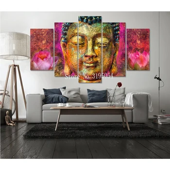 

5PCS Multi-picture Diamond Painting Buddha lotus home Decor full Diamond Mosaic Embroidery Religion Rhinestones Pattern wall art