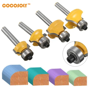 

1/4" Shank Round Over Router Bit Set 1/2" 3/8" 1/4" 1/8" Radius Cutter Tool For Milling Tools