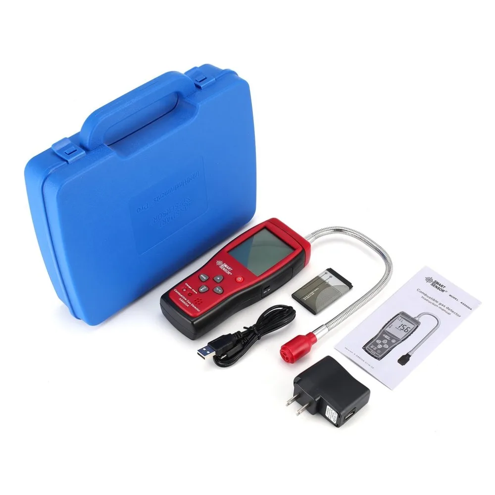 

SMART SENSOR AS8800A Combustible Natural Gas Detector Portable Gas Leak Location Determine Analyzer Tester Sound Light Alarm