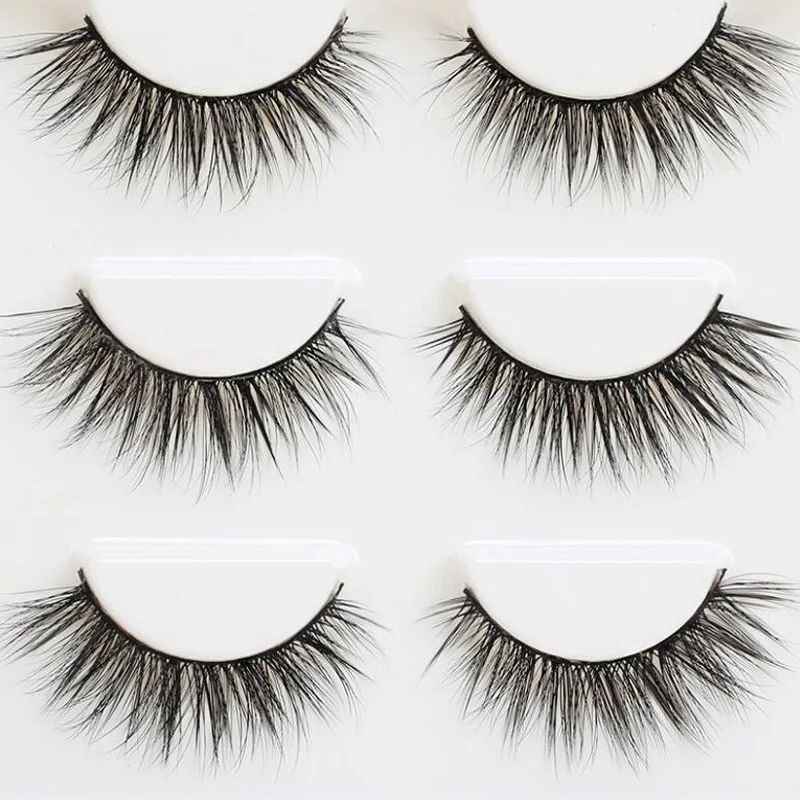 3pairs 3D Synthetic Hair False Eyelashes in Hand Made Plastic Black Terrier Thick Winged Nnatural Makeup Tools | Красота и здоровье