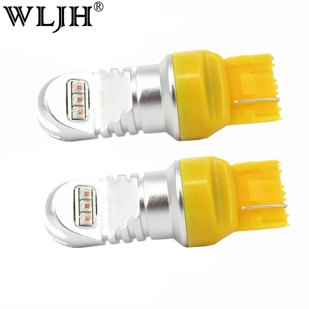 WLJH 2x30 Вт 800LM янтарно желтый 7440 7440A T20 светодиодный фонарь передний и задний сигнал
