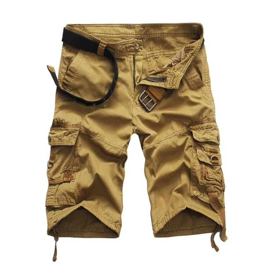 Для мужчин мужские шорты по колено свободные брюки Safari Стиль несколькими карманами Рубашки домашние мужские летние Повседневное одежда