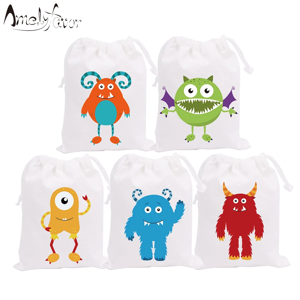 

Cute Monsters Party Favor Bags Candy Bags Tiny Monster Theme Birthday Gift Bags Party Container Party Supplies 5PCS Baby Shower