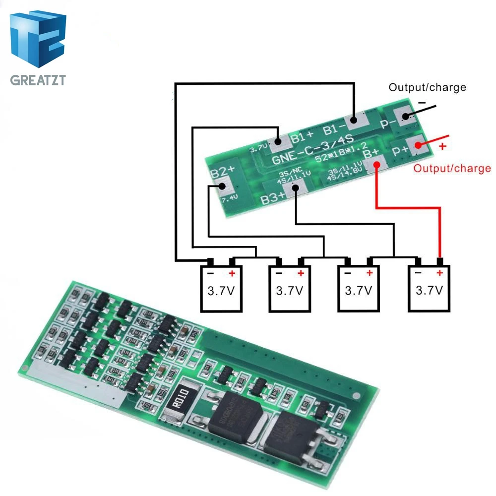 GREATZT 4S 8A полимерная литий-ионная литиевая батарея Защитная плата для зарядки для 4 последовательных 4 шт 3,7 литий-ионная зарядка защитный модуль B