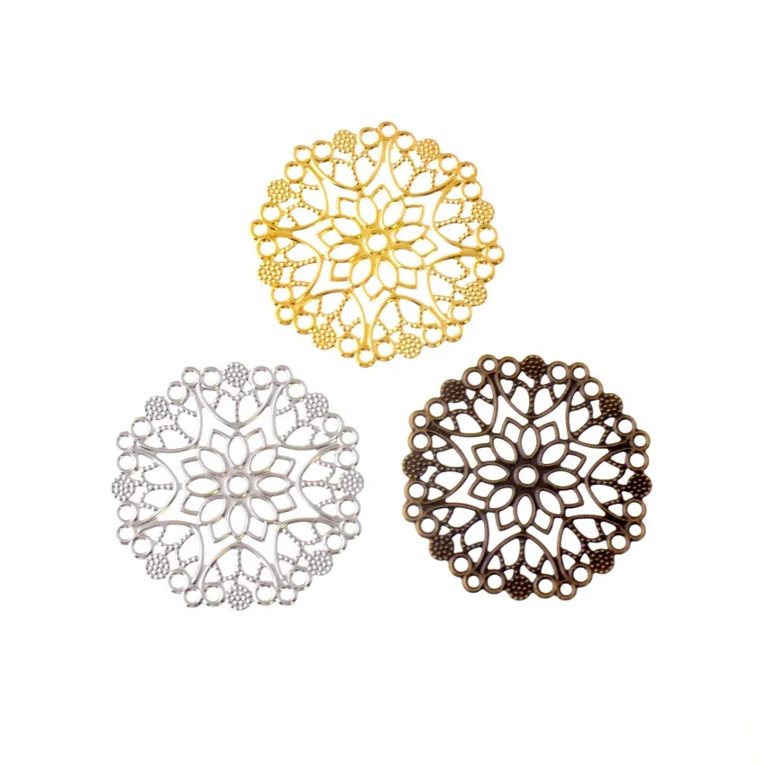 10pcs Flower Filigree Wraps Connectors Metal Crafts Gift Decoration DIY 3.5cm 5.0CM