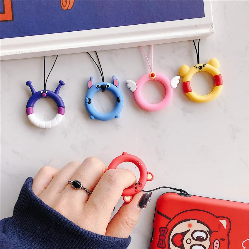 

Universal Cartoon Finger Rings Silicone Lanyard for Keys Phones Strap for Mobile Phone Keycord Lanyards Mobile Phone Accessories