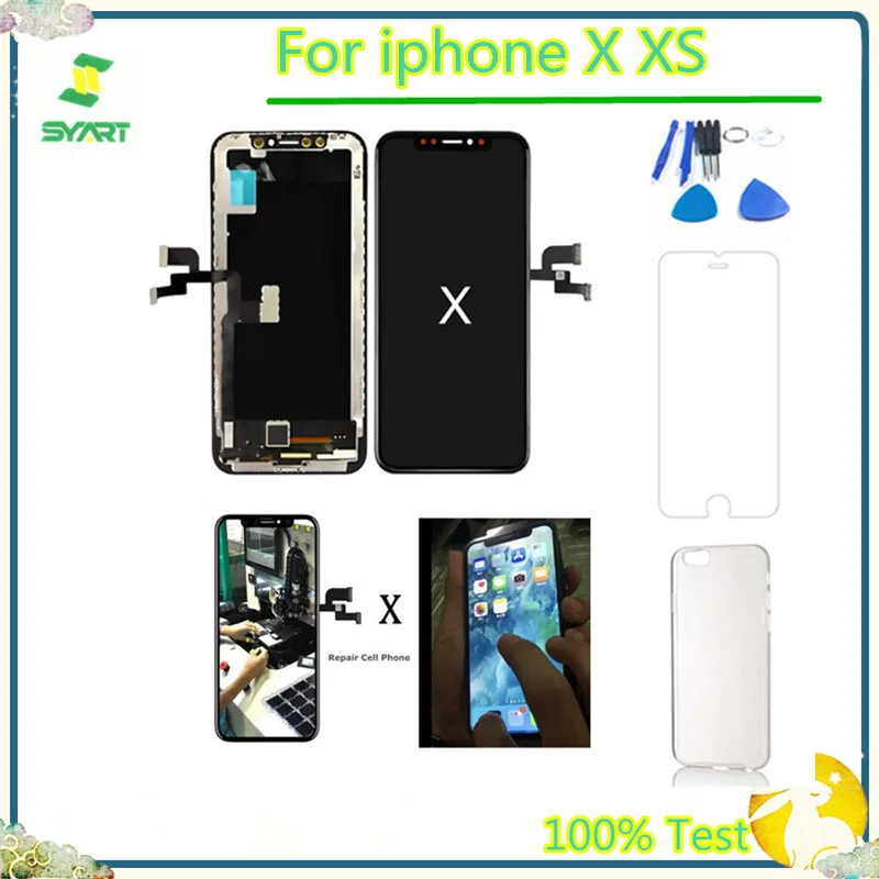 

100% Test TFT OLED For iphoneX XS Pantalla Komplett Einheit LCD Display Screen Touch Digitizer Assembly For iPhone X 10 XS lcd