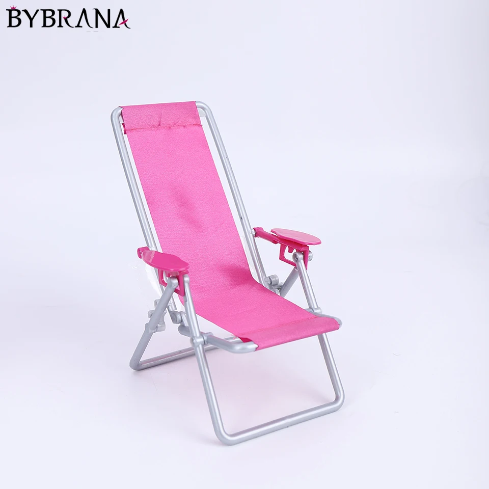 

Bybrana dolls house furniture scale 1: 6 foldable bath chair accessories for doll for beach chair House Lounge Rose red