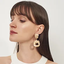 

Exaggerate Irregular Earrings for Women Gold Color Big Drop Hanging Dangling Earrings 2018 Fashion Bridal Wedding Jewelry Femme