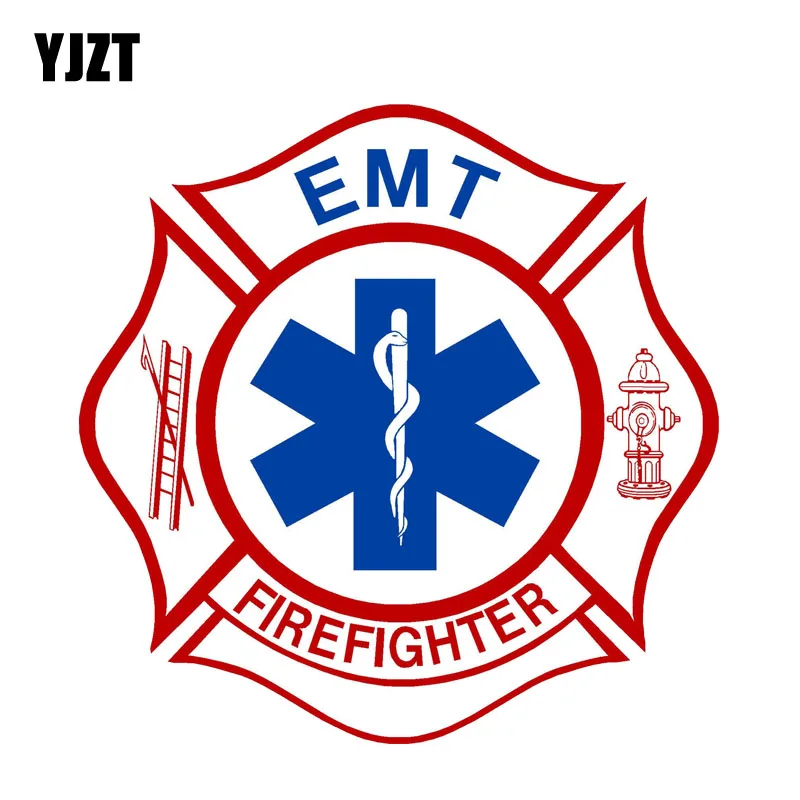 

YJZT 14.5CM*14.5CM Funny EMT Firefigher Various Car Sticker Decal PVC 12-0471