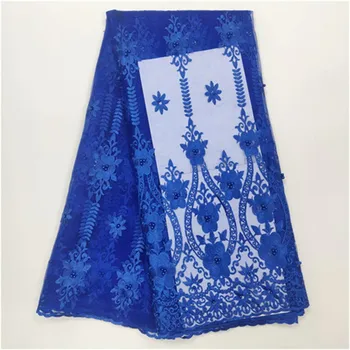 

2019 Latest French Nigerian Laces Fabric High Quality Royal Blue Tulle African Laces Fabric Wedding African French Tulle Lace