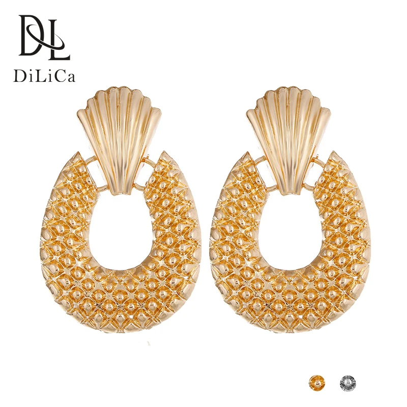 

DiLiCa Alloy Geometric Statement Earrings Gold Silver Color Fashion Women's Boho Dangle Earrings Costume Earring Jewelry