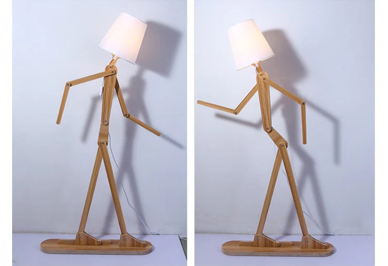 Creative Human Figure Floor Lamps Wooden Log Fabric Stand Light Living Room Bedside Piano Lighting Nordic E27 Standing Lights (18)