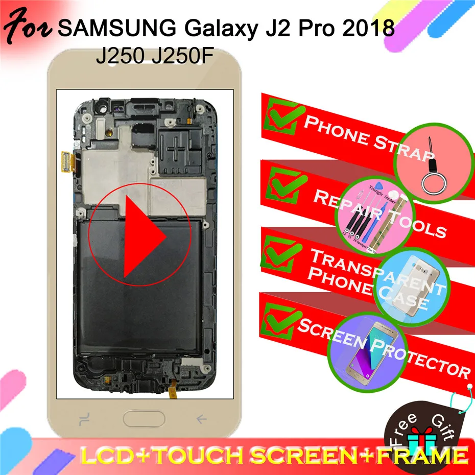 Koop Lcd Voor Samsung Galaxy J2 Pro 2018 J250 J250F Display SM J250F Ds Touch Screen Digitizer Vergadering Met Frame Home knop