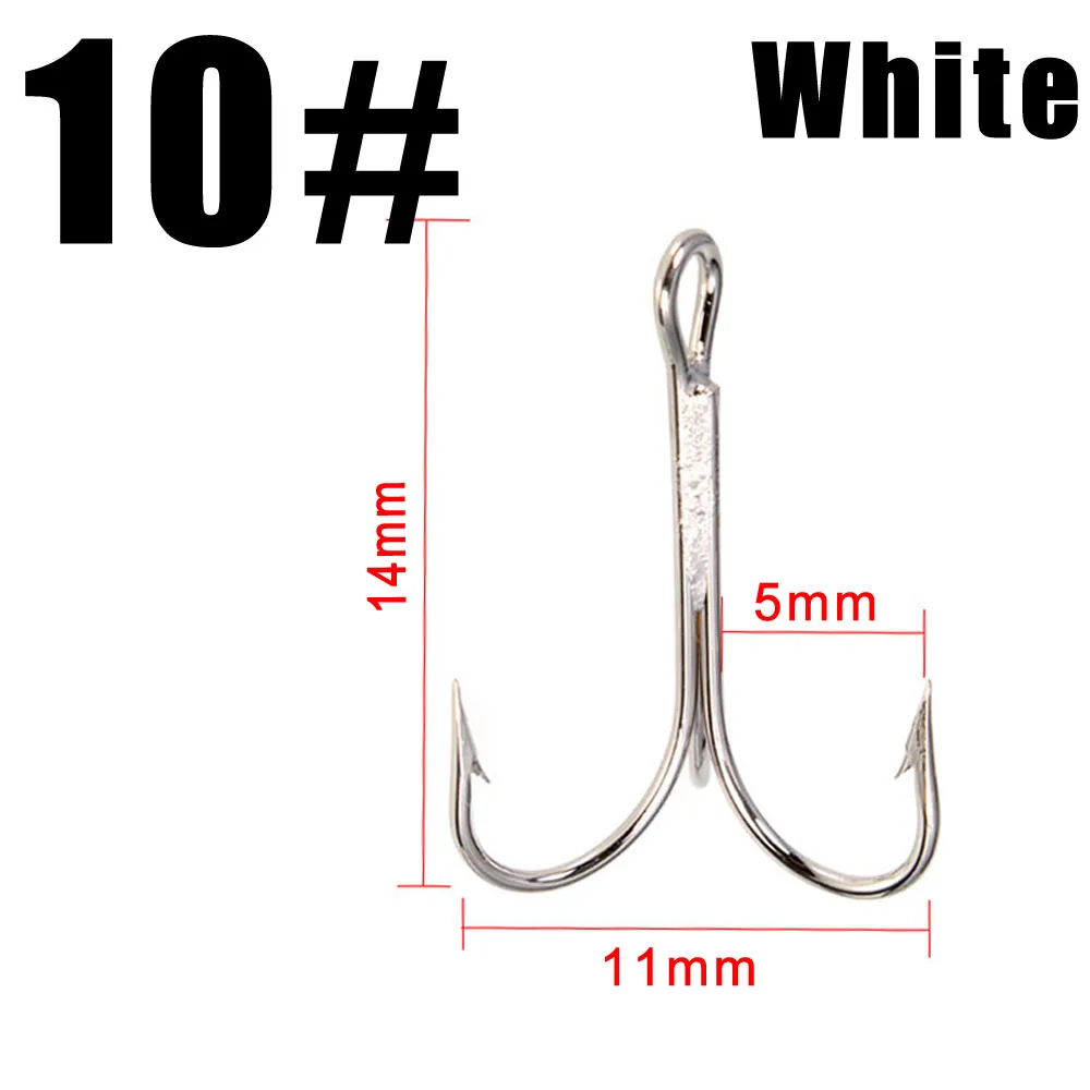 FishingLife 10 шт./лот 2#4#6#8#10# Высокоуглеродистая сталь перевернутые тройные рыболовные крючки для басов снасти - Цвет: White10