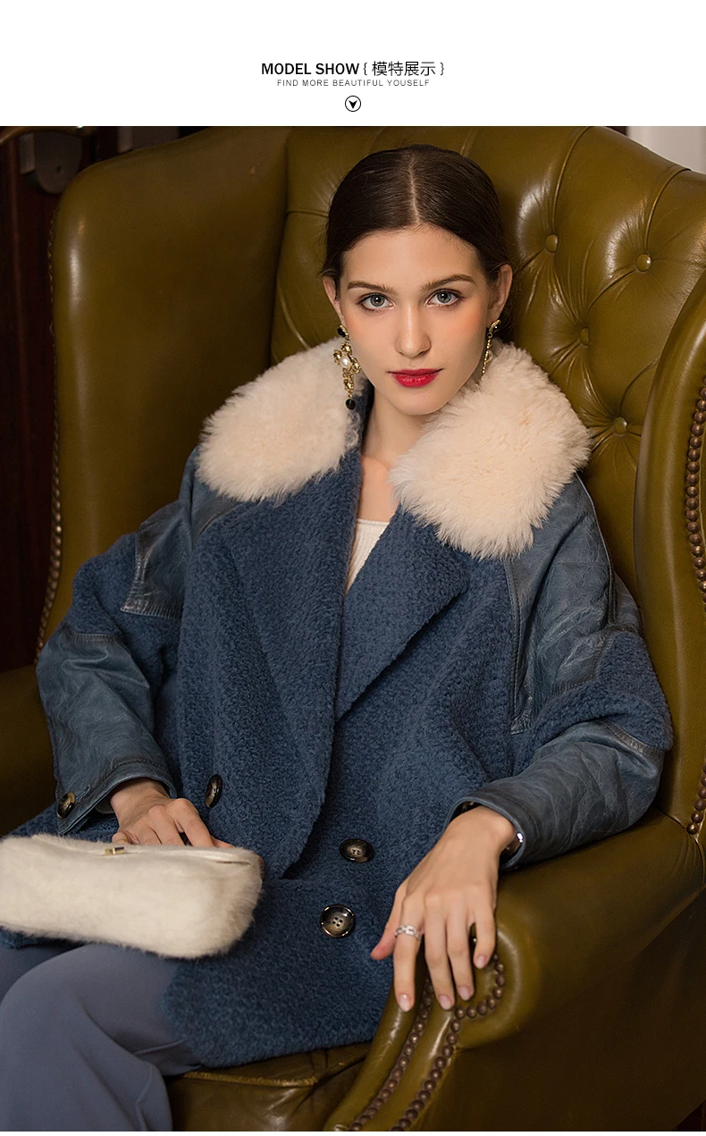 Пальто из натурального меха, куртка из натуральной кожи, шерстяное пальто, осенне-зимняя куртка, женская одежда, Корейская винтажная стрижка овец, мех ZT1258