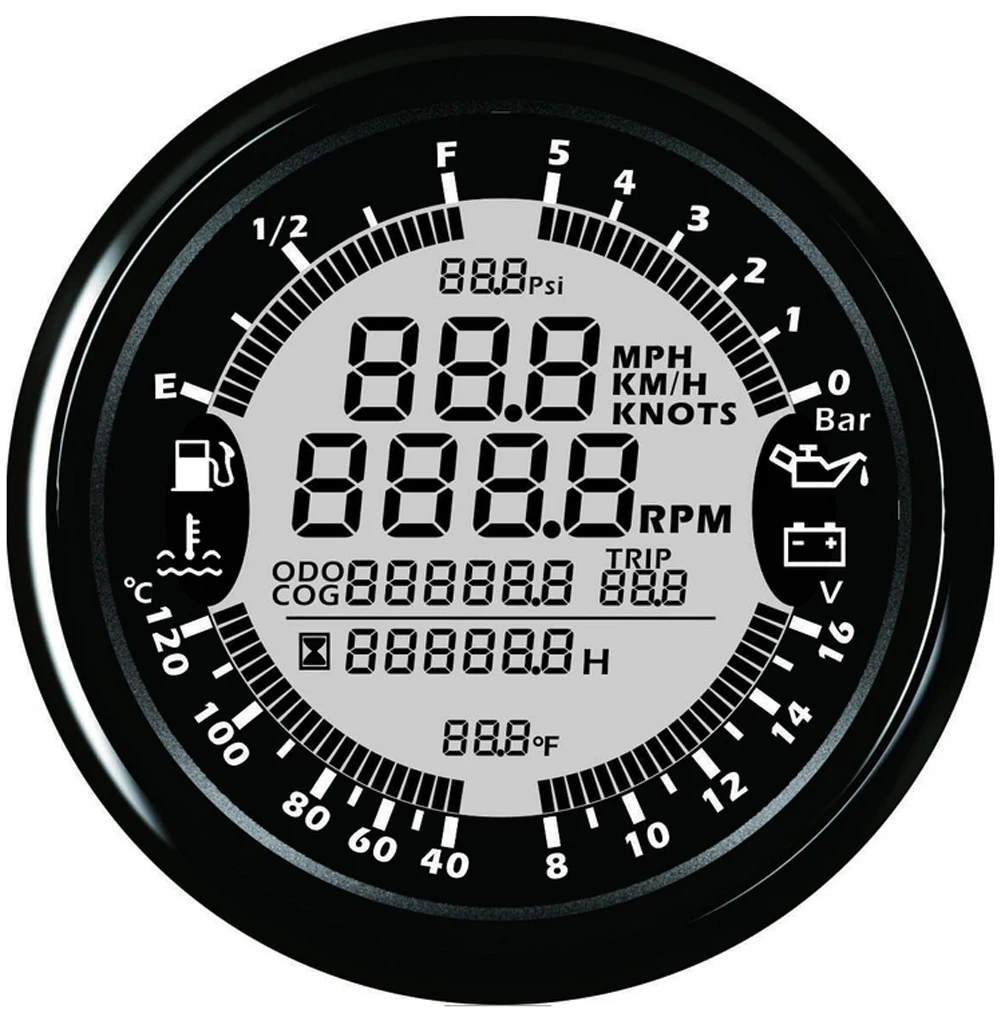 SAMDO 16V 5Bar 85 мм 7 Подсветка 6 в 1 GPS Спидометр Тахометр Температура воды датчик уровня