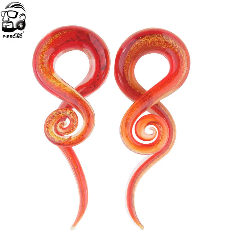 5mm 12mm One Pair Glass Ear Spiral Taper Gauge Ear Plug Stretching