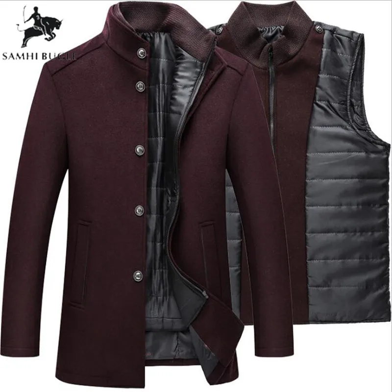 Beste Winter Warme Wollen Jas Mannen Dikke Jassen Topcoat Mens Single Breasted Jassen En Jassen Met Verstelbare Vest heren Jas