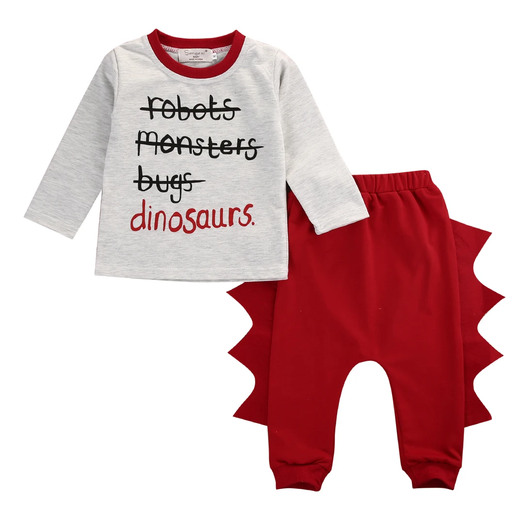 Детская толстовка-пуловер для мальчиков и девочек модный комплект из топа и штанов под подгузники костюм динозавра комплект детской