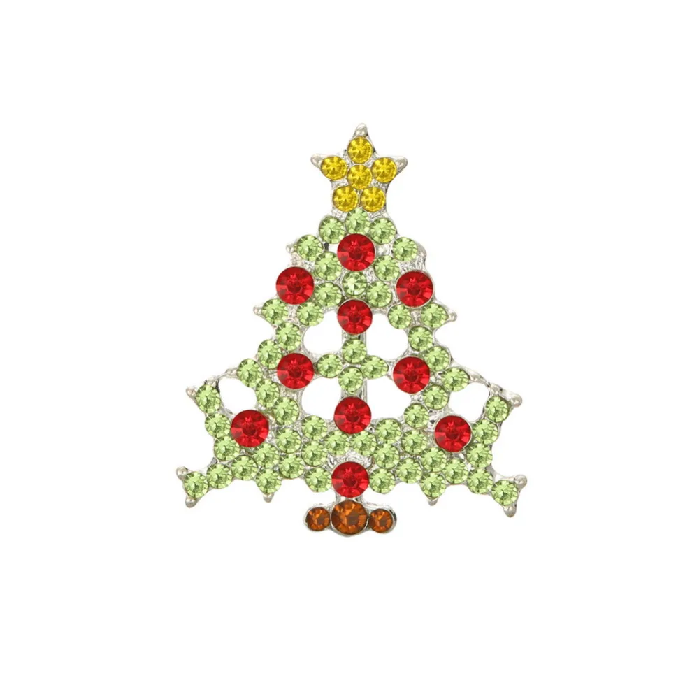 

Free shipping 21*25mm Christmas rhinestone tree button 10PCS (BTN-5501)