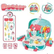 16 шт. имитаций врача игрушка комплект легкой музыкой игровой домик игрушки, для чемодана для детей развивающие игрушечная лампа музыка медицинская Наборы