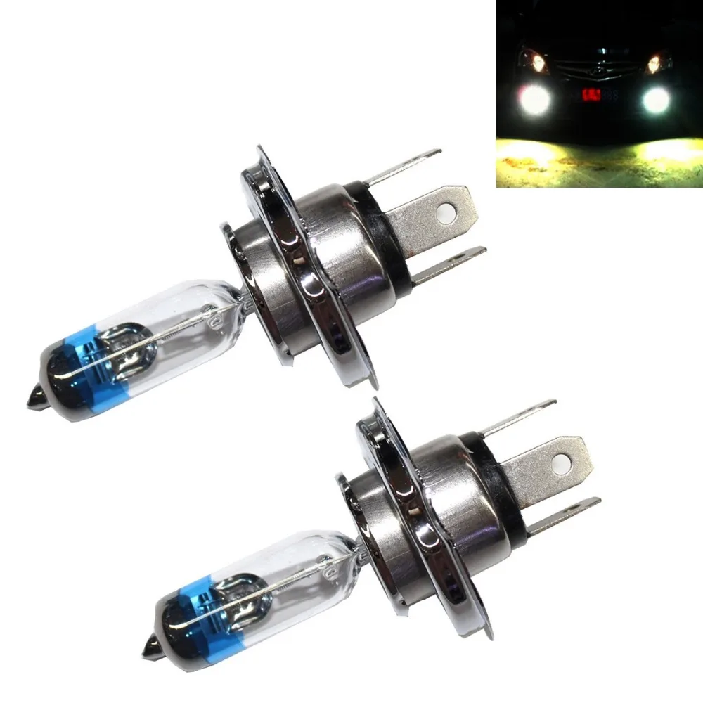 2Pcs HOD H4 HB2 Автомобильная галогенная лампа фары 12V 55W 4300K 2400lm Ultrabright желтый светильник галогенные лампы для автомобиля-серебро