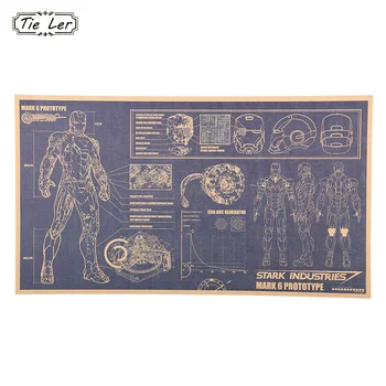 

1 Pcs Iron Man Design Drawings Nostalgic Retro Kraft Paper Poster Decorative Painting Home Decor Wall Sticker