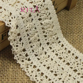

10 Yards/Lot 6.5cm Diy Handmade Patchwork Cotton Lace Ribbon Beige Color Cotton Lace Trim Cotton Lace MWY06002